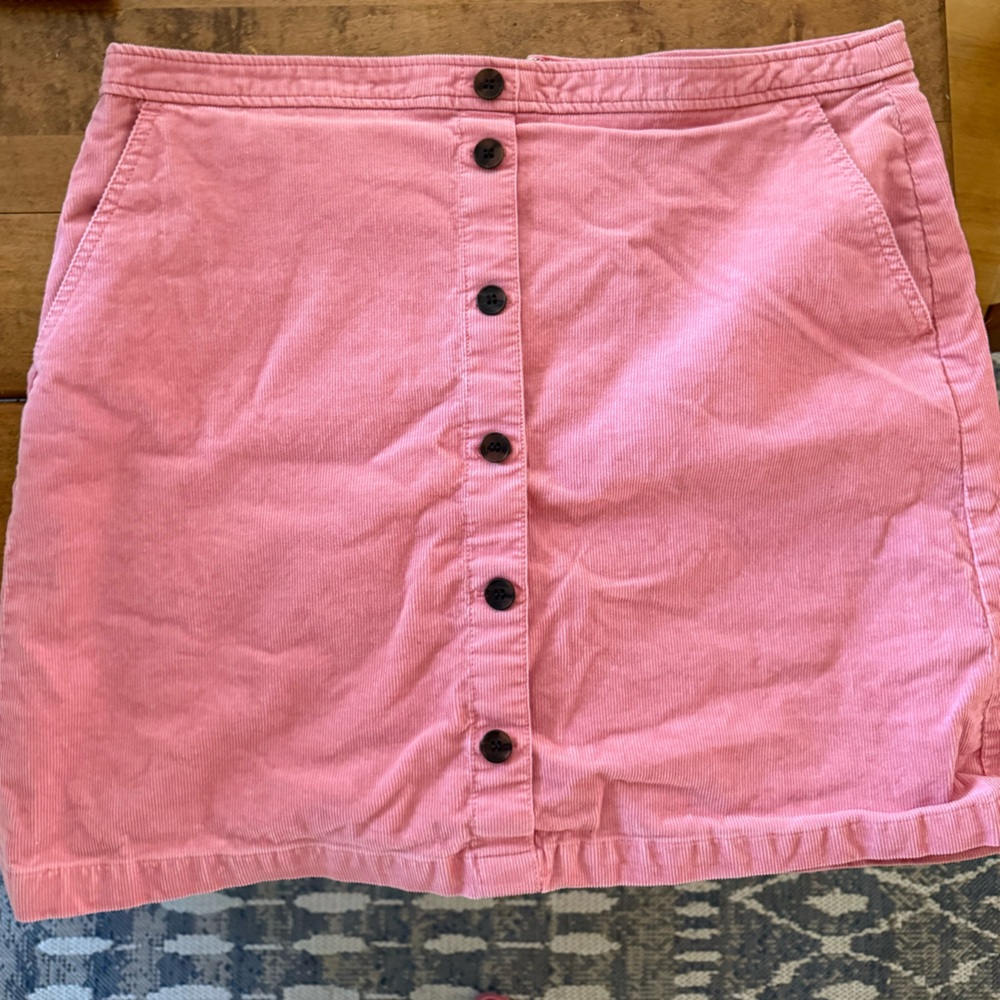 J. Crew Pink Corduroy Skirt with Buttons